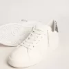 Purestar da donna con stella in pelle bianca e tallone glitterato antracite Purestar da donna con stella in pelle bianca e tallone glitterato antracite