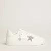Purestar da donna in pelle bianca con stella in cristallo Swarovski argento