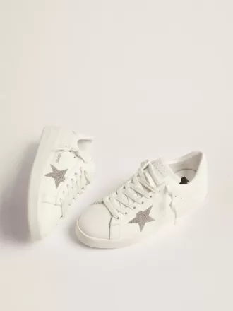 Purestar da donna in pelle bianca con stella in cristallo Swarovski argento Purestar da donna in pelle bianca con stella in cristallo Swarovski argento