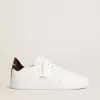 Purestar da uomo con stella in pelle bianca e linguetta sul tallone in pelle bordeaux con stampa cocco Purestar da uomo con stella in pelle bianca e linguetta sul tallone in pelle bordeaux con stampa cocco