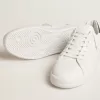 Purestar da uomo con stella in pelle bianca e linguetta sul tallone verde scuro