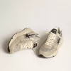 Running Sole da donna in glitter argento e pelle scamosciata grigio tortora