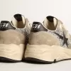 Running Sole da donna in glitter argento e pelle scamosciata grigio tortora