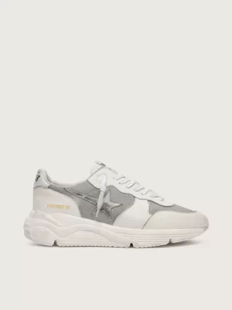 Running Sole da donna in mesh e nabuk con stella in pelle metallizzata argento