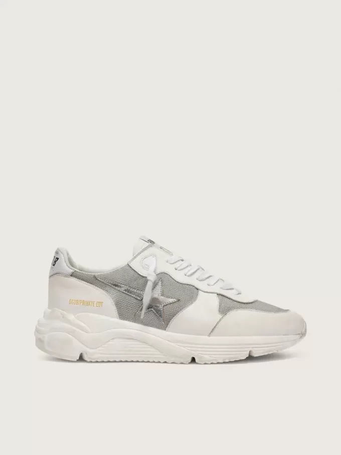Running Sole da donna in mesh e nabuk con stella in pelle metallizzata argento Running Sole da donna in mesh e nabuk con stella in pelle metallizzata argento