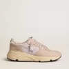 Running Sole da donna in mesh e nabuk con stella in pelle metallizzata argento Running Sole da donna in mesh e nabuk con stella in pelle metallizzata argento