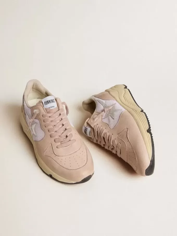 Running Sole da donna in mesh e nabuk con stella in pelle metallizzata argento Running Sole da donna in mesh e nabuk con stella in pelle metallizzata argento