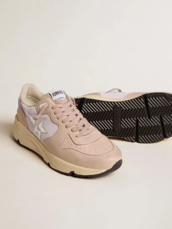 Running Sole da donna in mesh e nabuk con stella in pelle metallizzata argento Running Sole da donna in mesh e nabuk con stella in pelle metallizzata argento