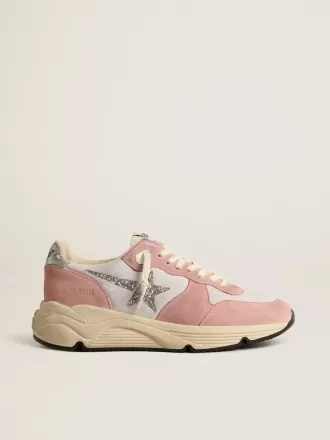 Running Sole da donna in mesh grigio e pelle scamosciata con stella glitterata argento Running Sole da donna in mesh grigio e pelle scamosciata con stella glitterata argento