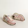 Running Sole da donna in mesh grigio e pelle scamosciata con stella glitterata argento