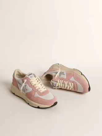 Running Sole da donna in mesh grigio e pelle scamosciata con stella glitterata argento Running Sole da donna in mesh grigio e pelle scamosciata con stella glitterata argento