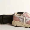 Running Sole da donna in mesh grigio e pelle scamosciata con stella glitterata argento