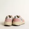 Running Sole da donna in mesh grigio e pelle scamosciata con stella glitterata argento
