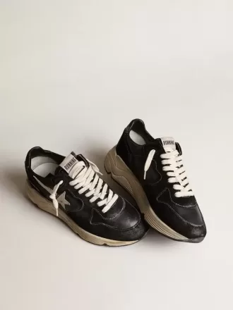 Running Sole da donna in nappa nera e pelle scamosciata