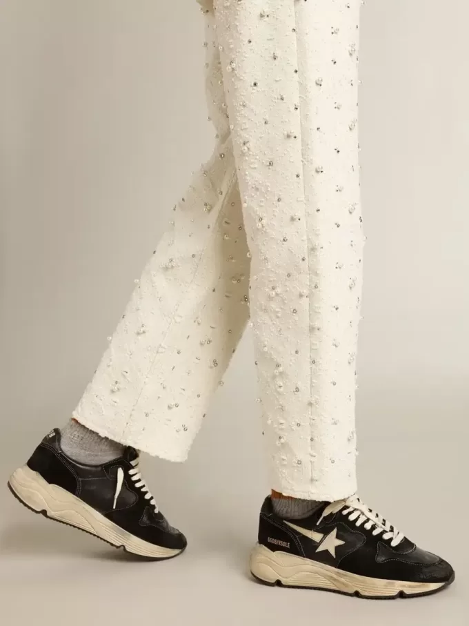 Running Sole da donna in nappa nera e pelle scamosciata Running Sole da donna in nappa nera e pelle scamosciata