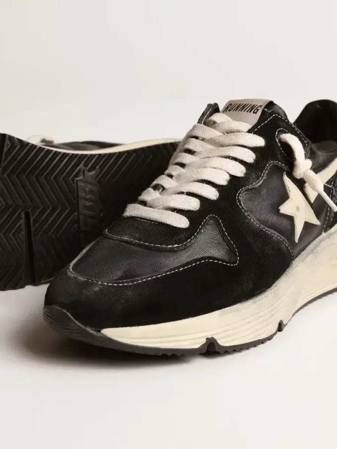 Running Sole da donna in nappa nera e pelle scamosciata Running Sole da donna in nappa nera e pelle scamosciata