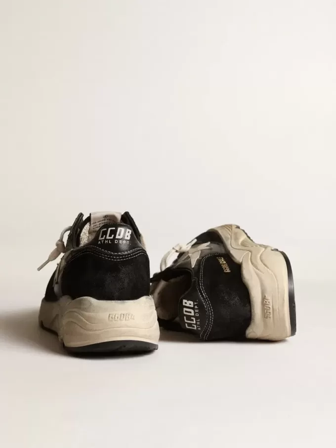 Running Sole da donna in nappa nera e pelle scamosciata Running Sole da donna in nappa nera e pelle scamosciata