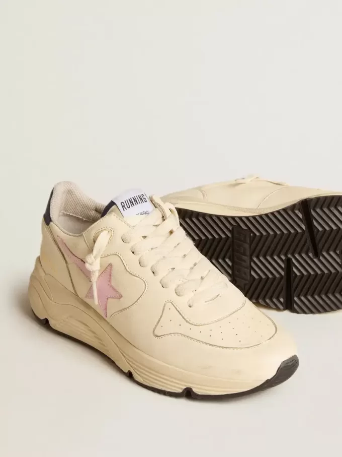 Running Sole da donna in pelle nappa con stella in pelle rosa e linguetta sul tallone in pelle blu Running Sole da donna in pelle nappa con stella in pelle rosa e linguetta sul tallone in pelle blu