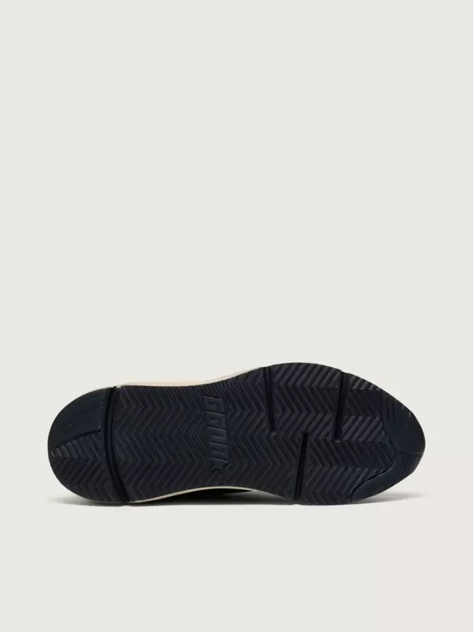 Running Sole da donna in pelle nappa nera e nylon con stella in pelle argentata