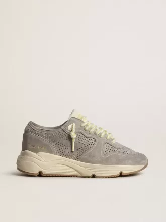 Running Sole da donna in pelle scamosciata grigia con stella e linguetta sul tallone in pelle scamosciata grigia