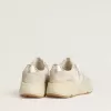 Running Sole da donna in tela con stella beige e linguetta sul tallone in pelle metallizzata platino Running Sole da donna in tela con stella beige e linguetta sul tallone in pelle metallizzata platino