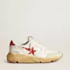 Running Sole da uomo con stella in pelle e linguetta sul tallone con stampa rossa Running Sole da uomo con stella in pelle e linguetta sul tallone con stampa rossa