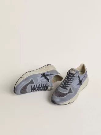 Running Sole da uomo in nylon azzurro e nabuk con stella nera Running Sole da uomo in nylon azzurro e nabuk con stella nera