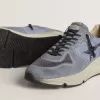 Running Sole da uomo in nylon azzurro e nabuk con stella nera