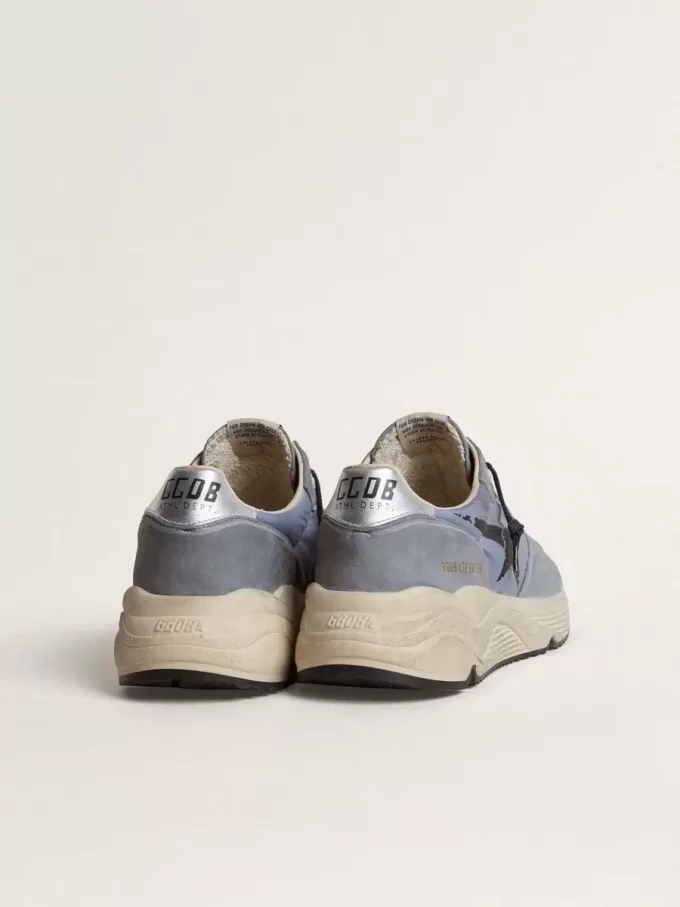 Running Sole da uomo in nylon azzurro e nabuk con stella nera