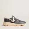 Running Sole da uomo in pelle nappa blu scuro e nylon nero con stella argentata