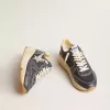 Running Sole da uomo in pelle nappa blu scuro e nylon nero con stella argentata