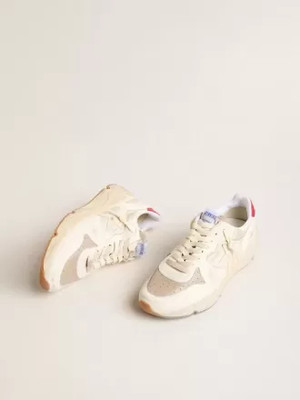 Running Sole da uomo in pelle nappa con stella in pelle beige e linguetta posteriore rossa