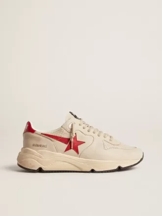 Running Sole da uomo in pelle nappa grigia con stella e linguetta sul tallone in pelle nappa rossa Running Sole da uomo in pelle nappa grigia con stella e linguetta sul tallone in pelle nappa rossa