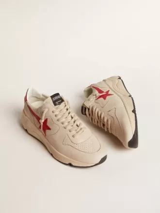Running Sole da uomo in pelle nappa grigia con stella e linguetta sul tallone in pelle nappa rossa Running Sole da uomo in pelle nappa grigia con stella e linguetta sul tallone in pelle nappa rossa