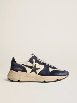 Running Sole da uomo in pelle nappa nera e beige con stella nera e linguetta sul tallone Running Sole da uomo in pelle nappa nera e beige con stella nera e linguetta sul tallone