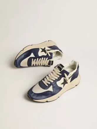 Running Sole da uomo in pelle nappa nera e beige con stella nera e linguetta sul tallone Running Sole da uomo in pelle nappa nera e beige con stella nera e linguetta sul tallone