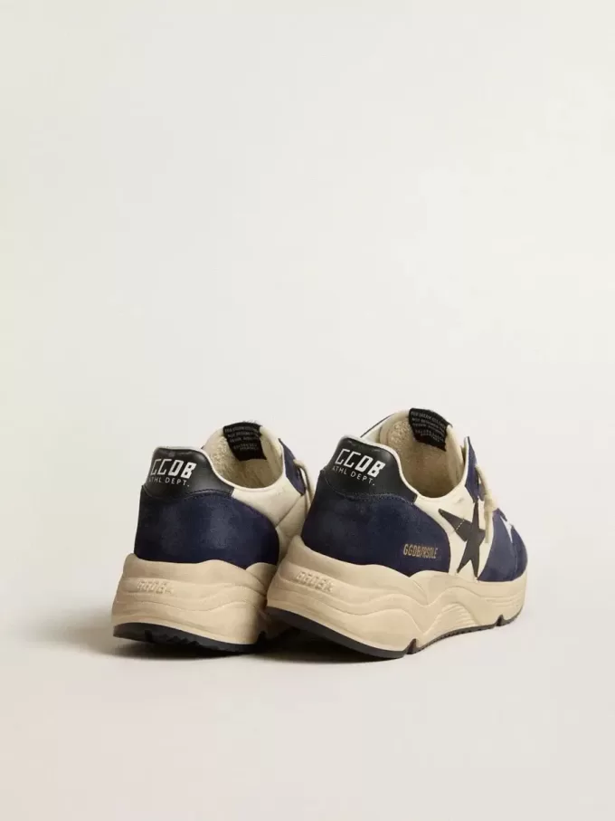 Running Sole da uomo in pelle nappa nera e beige con stella nera e linguetta sul tallone Running Sole da uomo in pelle nappa nera e beige con stella nera e linguetta sul tallone