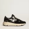 Running Sole da uomo in pelle nappa nera e pelle scamosciata con stella bianca