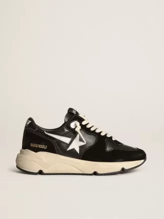 Running Sole da uomo in pelle nappa nera e pelle scamosciata con stella bianca Running Sole da uomo in pelle nappa nera e pelle scamosciata con stella bianca