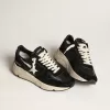 Running Sole da uomo in pelle nappa nera e pelle scamosciata con stella bianca
