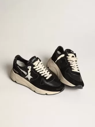 Running Sole da uomo in pelle nappa nera e pelle scamosciata con stella bianca Running Sole da uomo in pelle nappa nera e pelle scamosciata con stella bianca