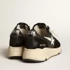 Running Sole da uomo in pelle nappa nera e pelle scamosciata con stella bianca