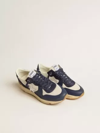Running Sole in mesh color crema e pelle blu con stella in pelle bianca Running Sole in mesh color crema e pelle blu con stella in pelle bianca