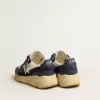 Running Sole in mesh color crema e pelle blu con stella in pelle bianca
