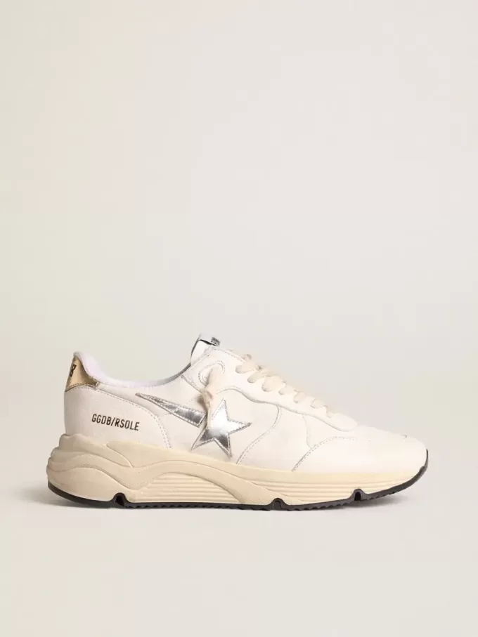 Running Sole in nappa con stella argentata e linguetta sul tallone in pelle dorata