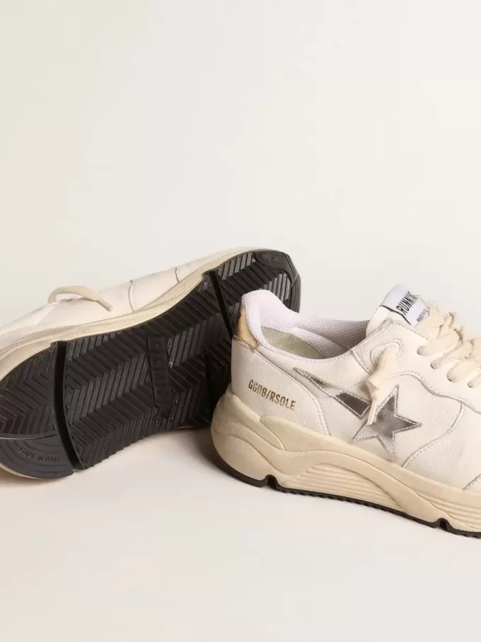 Running Sole in nappa con stella argentata e linguetta sul tallone in pelle dorata