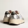 Running Sole in nylon e pelle metallizzata argento con stella azzurra Running Sole in nylon e pelle metallizzata argento con stella azzurra