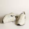 Running Sole in pelle bianca e mesh con stella in pelle laminata blu