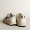 Running Sole in pelle bianca e mesh con stella in pelle laminata blu