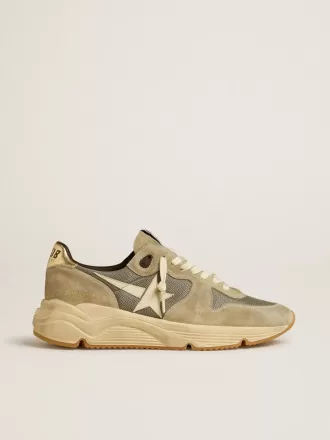 Running Sole in pelle scamosciata grigia con stella bianca e linguetta bianca sul tallone Running Sole in pelle scamosciata grigia con stella bianca e linguetta bianca sul tallone
